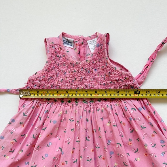 Vintage “Sweet Treasures” Smocked Dress- Pink Floral -Button &Bow Back -Size 24m - Picture 7 of 7